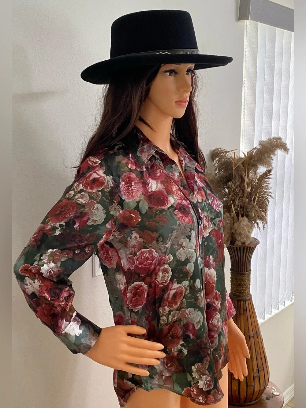 NEW L'AGENCE MULTI FLORAL TYLER SILK BUTTON DOWN BLOUSE - Picture 7 of 15